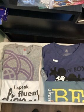 Women’s  Short Sleeve Tee Set - Purple/Gray, White, Blue and green
